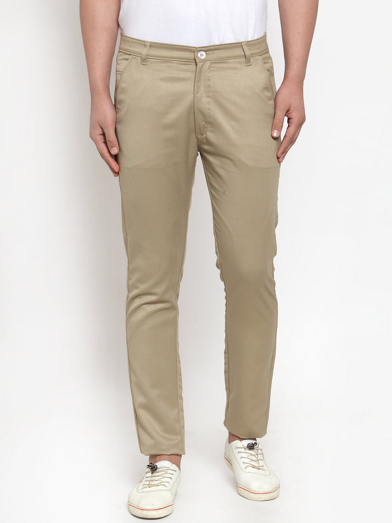 Men Beige Slim Fit Formal Trousers ( FGP 253Beigexxx )