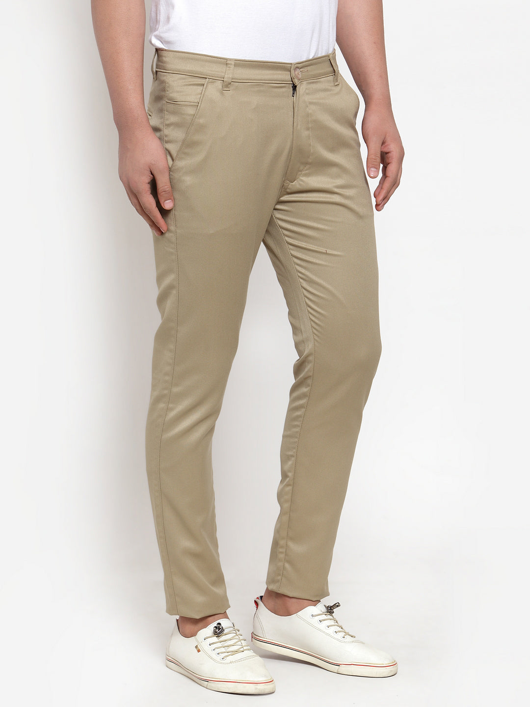 Men Beige Slim Fit Formal Trousers ( FGP 253Beigexxx )