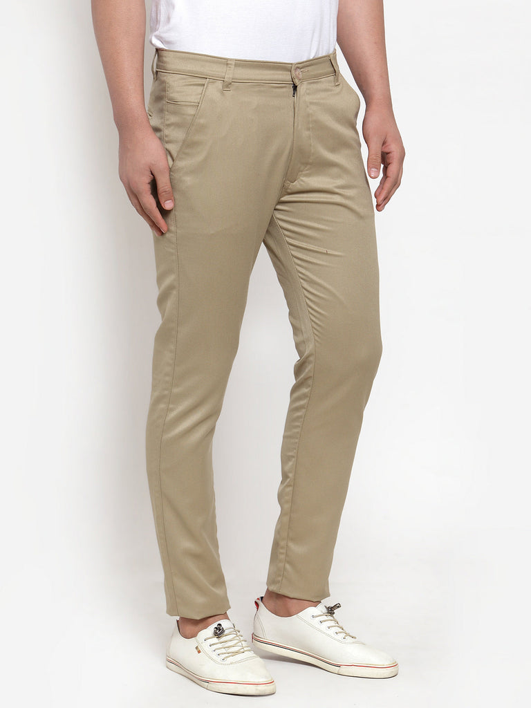 Men Beige Slim Fit Formal Trousers ( FGP 253Beigexxx )