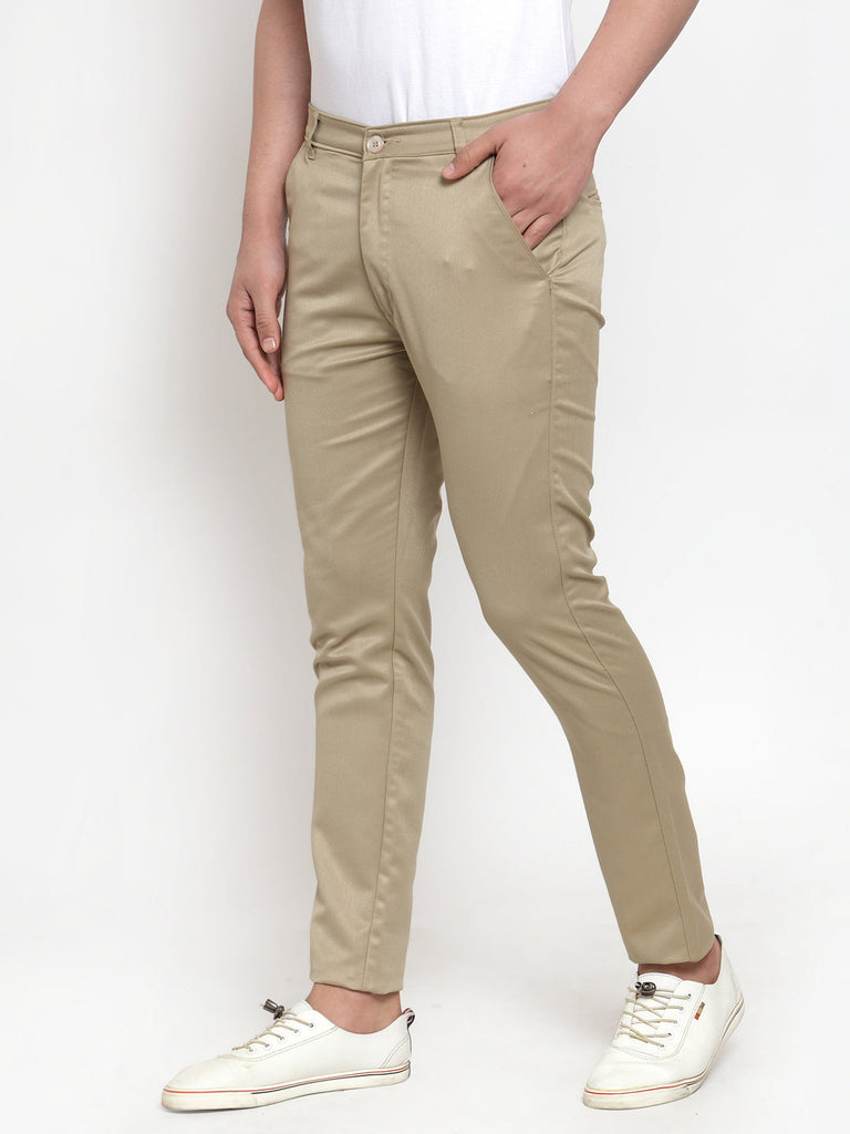 Men Beige Slim Fit Formal Trousers ( FGP 253Beigexxx )