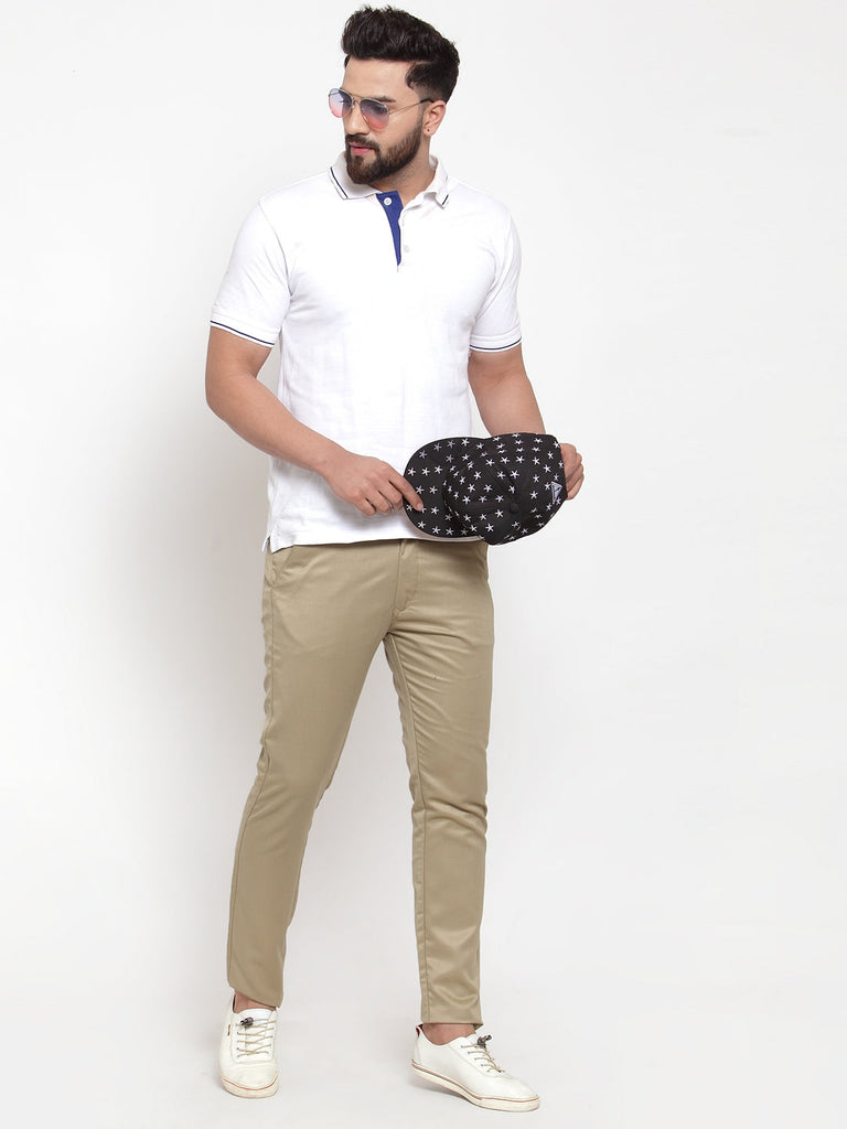 Men Beige Slim Fit Formal Trousers ( FGP 253Beigexxx )