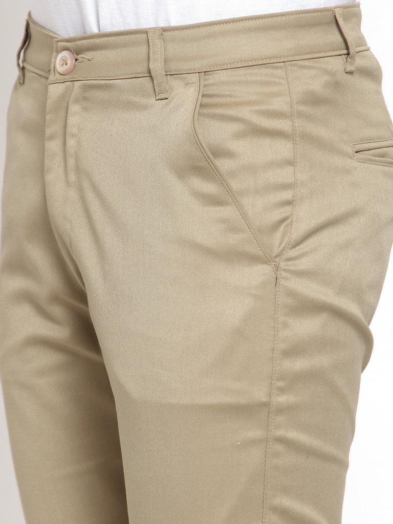 Men Beige Slim Fit Formal Trousers ( FGP 253Beigexxx )