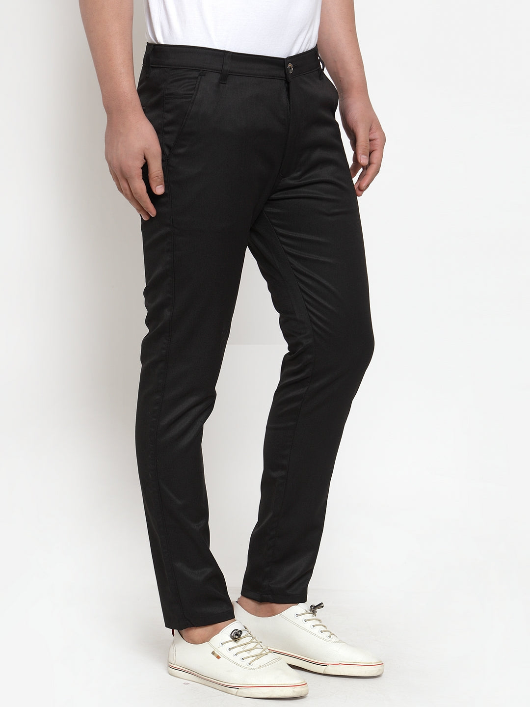 Men's Black Solid Formal Trousers ( FGP 253Black ) - Jainish