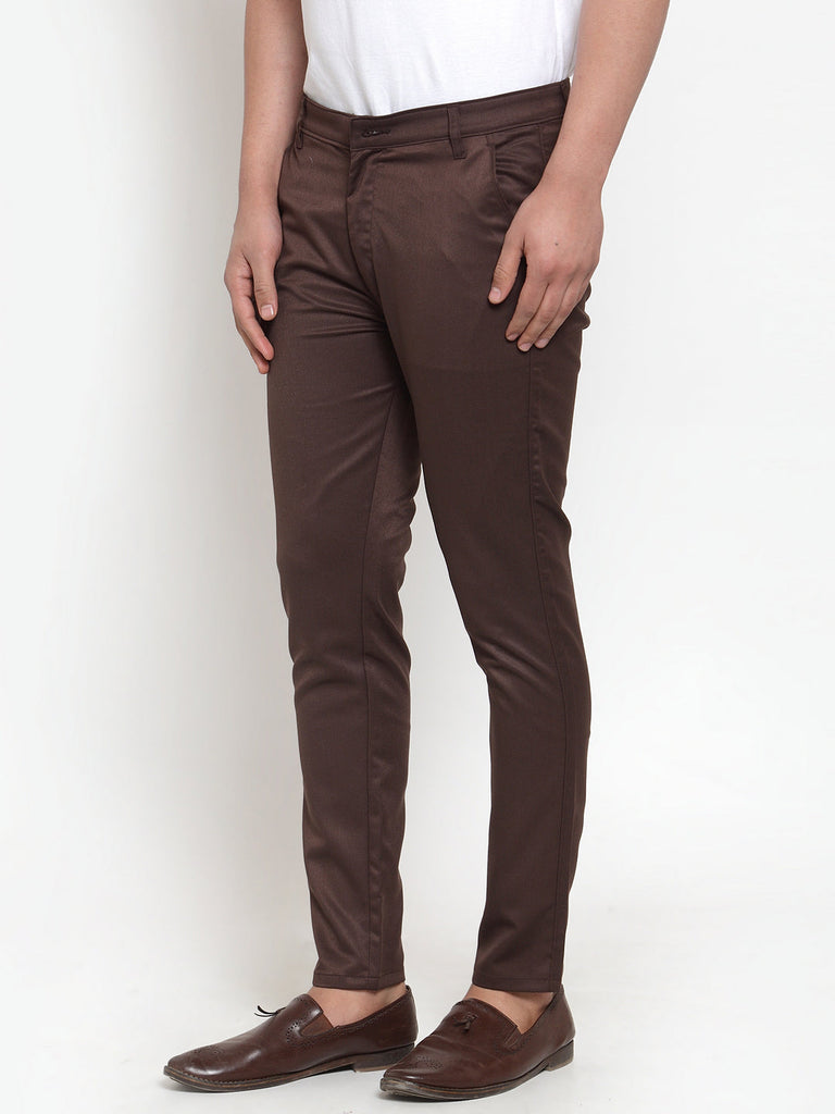 Men's Brown Solid Formal Trousers ( FGP 253Coffee )