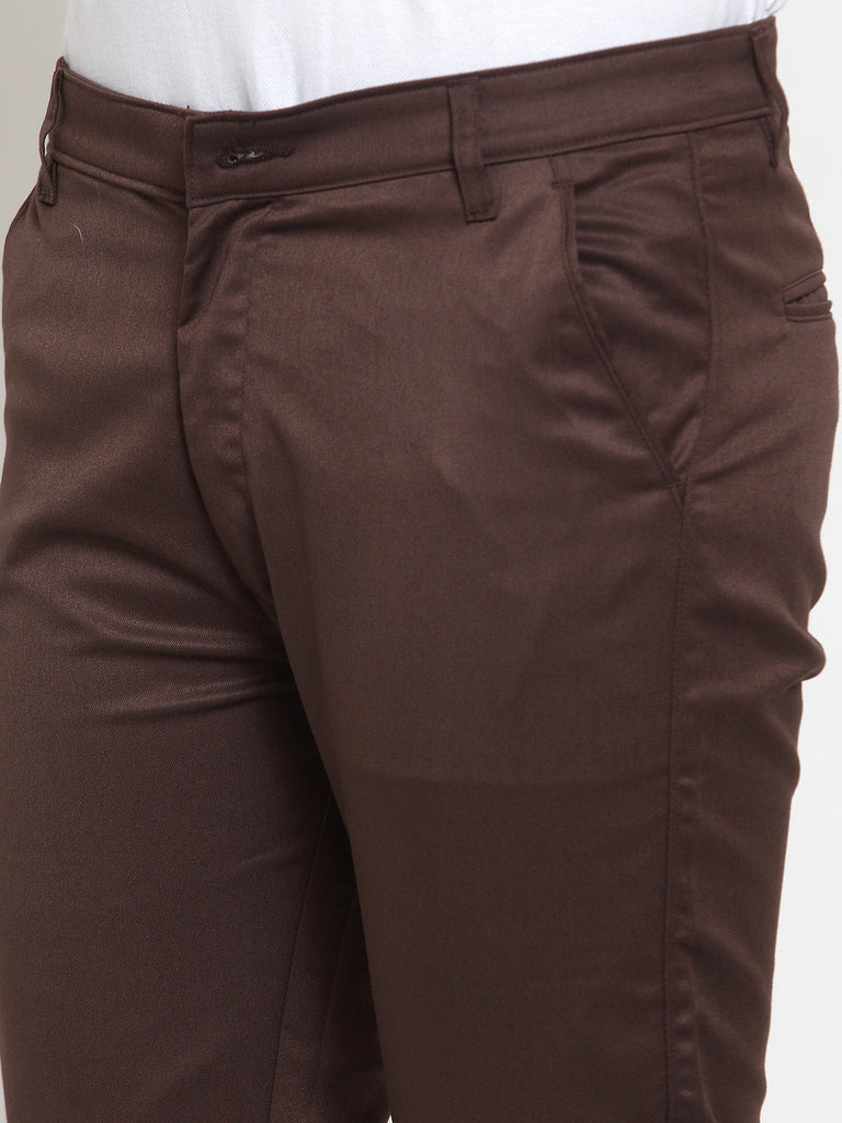 Men's Brown Solid Formal Trousers ( FGP 253Coffee )