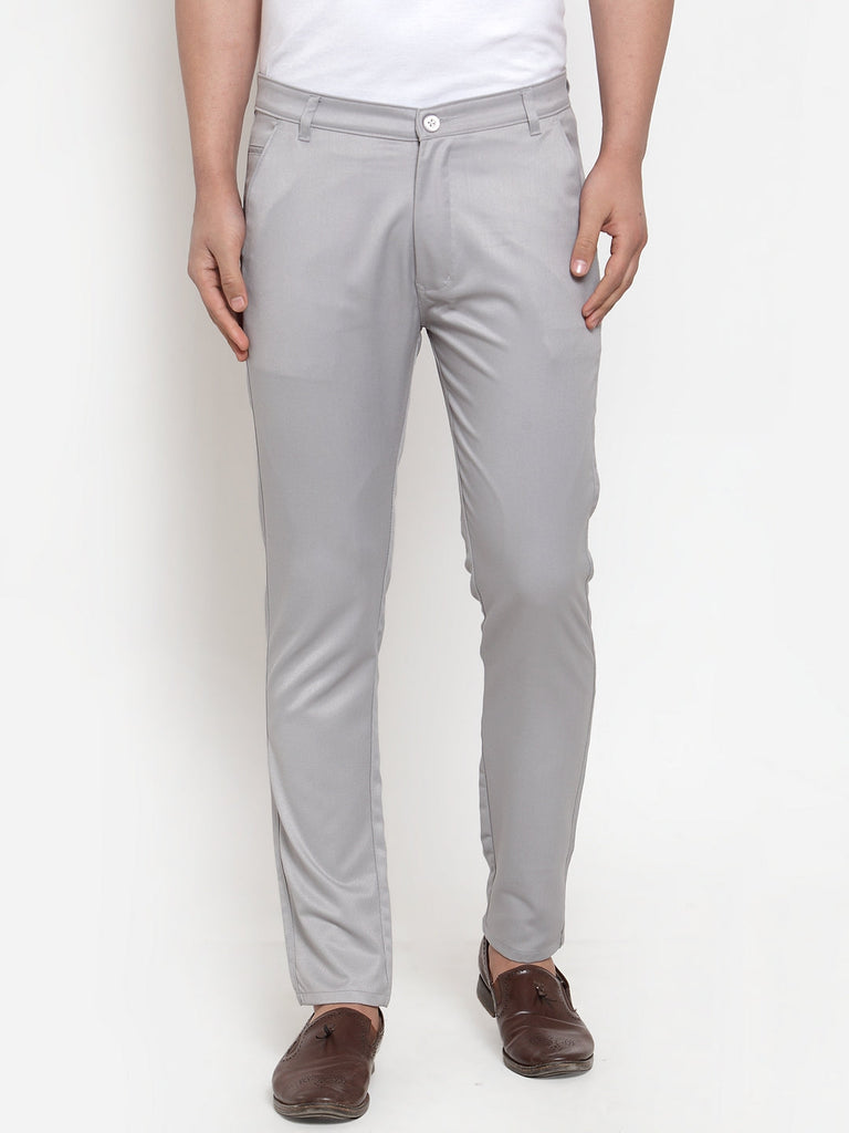 Men's Grey Solid Formal Trousers ( FGP 253Light-Grey )