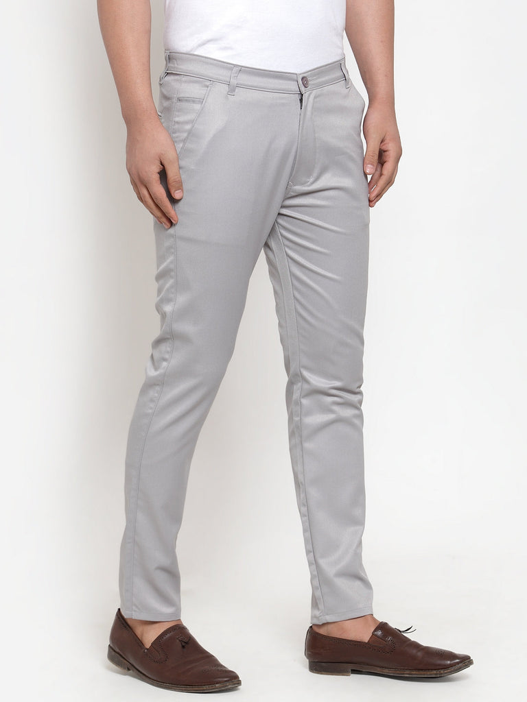 Men's Grey Solid Formal Trousers ( FGP 253Light-Grey )