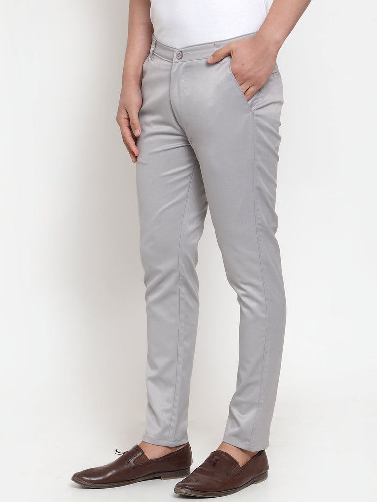 Men's Grey Solid Formal Trousers ( FGP 253Light-Grey )