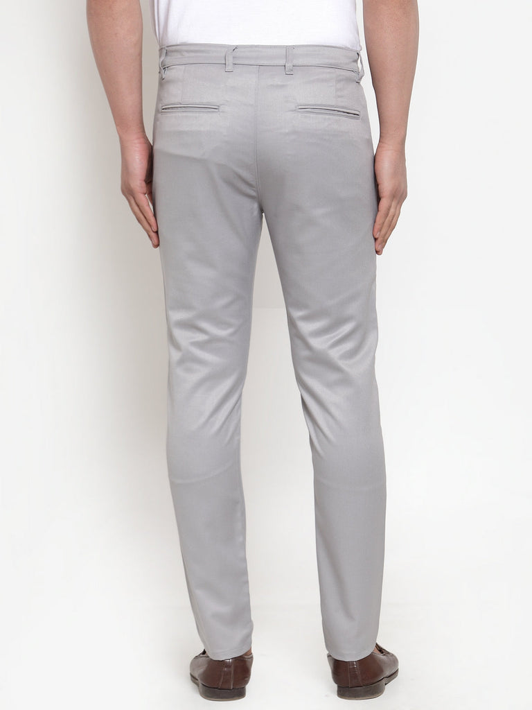 Men's Grey Solid Formal Trousers ( FGP 253Light-Grey )