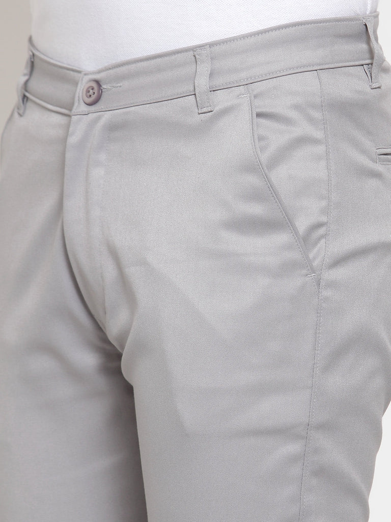 Men's Grey Solid Formal Trousers ( FGP 253Light-Grey )