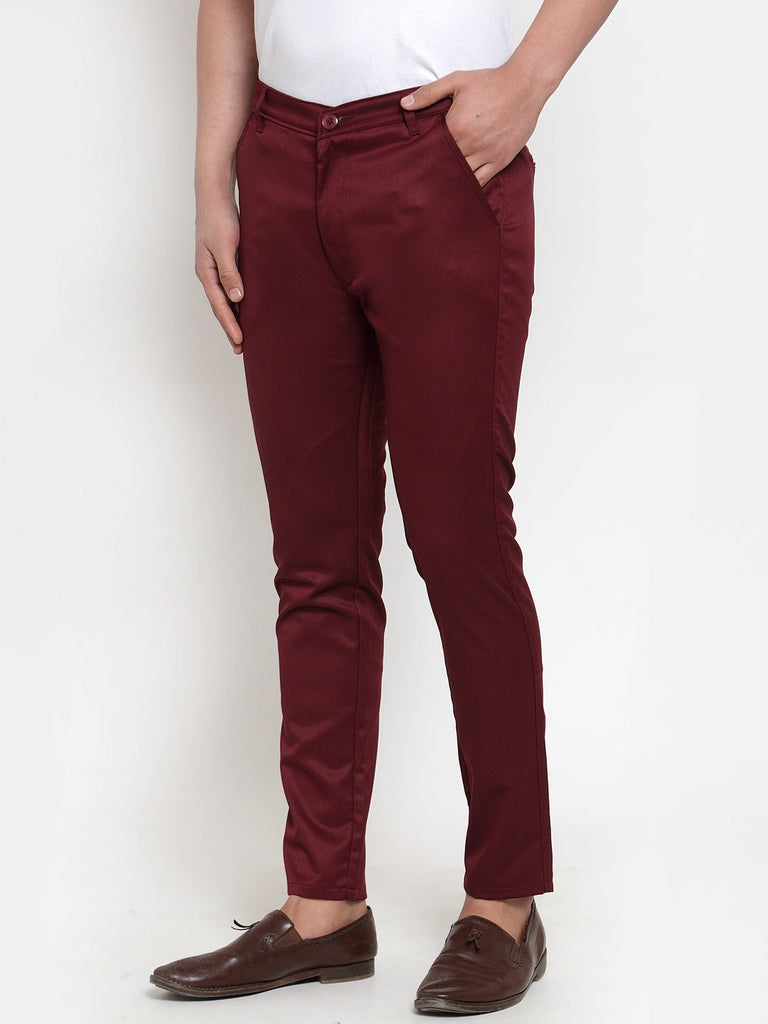 Men's Maroon Solid Formal Trousers ( FGP 253Maroon )