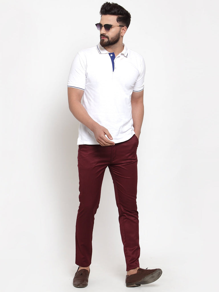 Men's Maroon Solid Formal Trousers ( FGP 253Maroon )
