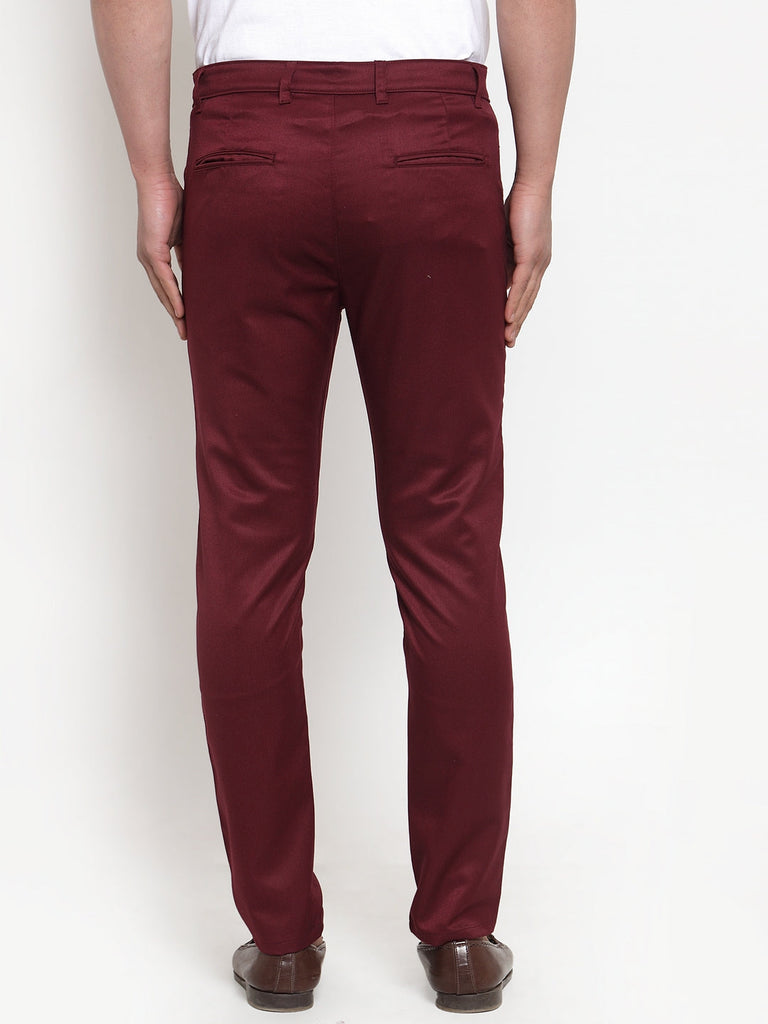 Men's Maroon Solid Formal Trousers ( FGP 253Maroon )