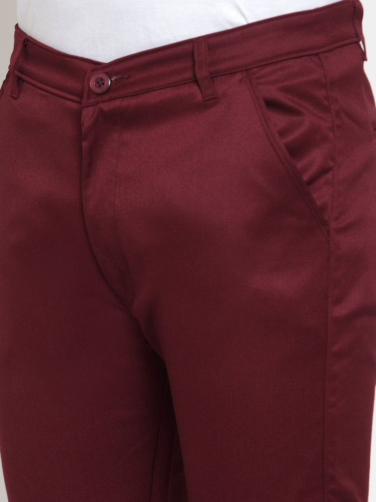 Men's Maroon Solid Formal Trousers ( FGP 253Maroon )