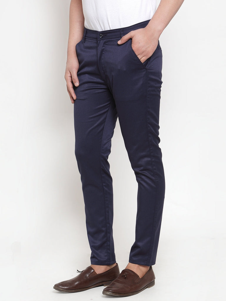 Men's Navy Solid Formal Trousers ( FGP 253Navy )