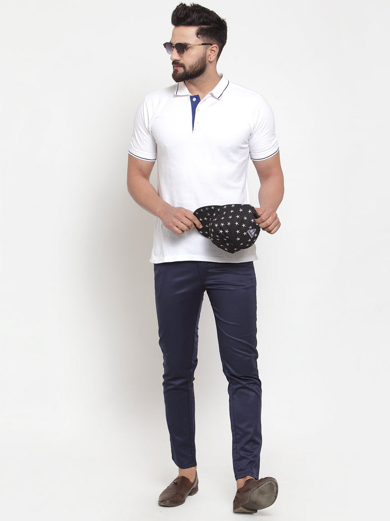Men's Navy Solid Formal Trousers ( FGP 253Navy )