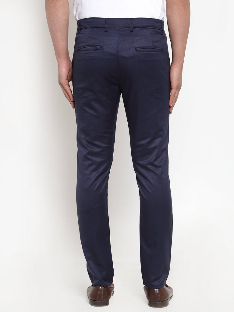 Men's Navy Solid Formal Trousers ( FGP 253Navy )