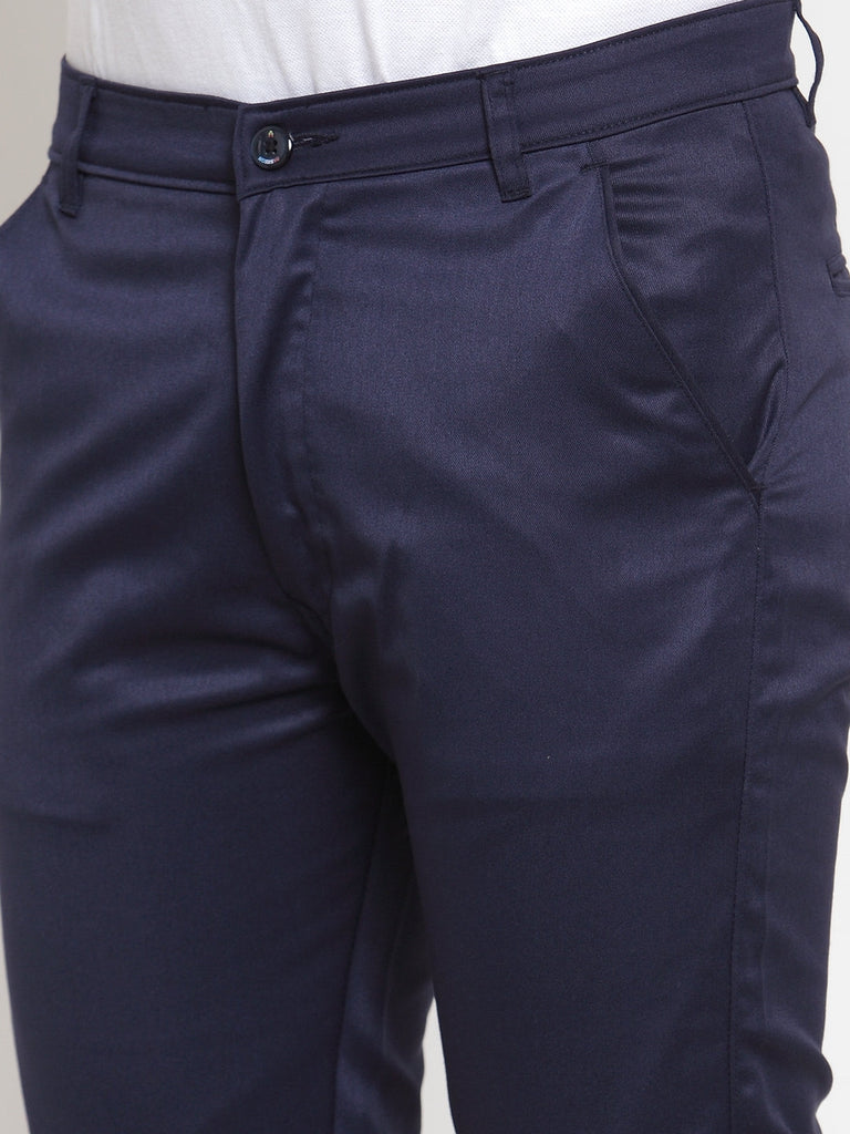 Men's Navy Solid Formal Trousers ( FGP 253Navy )