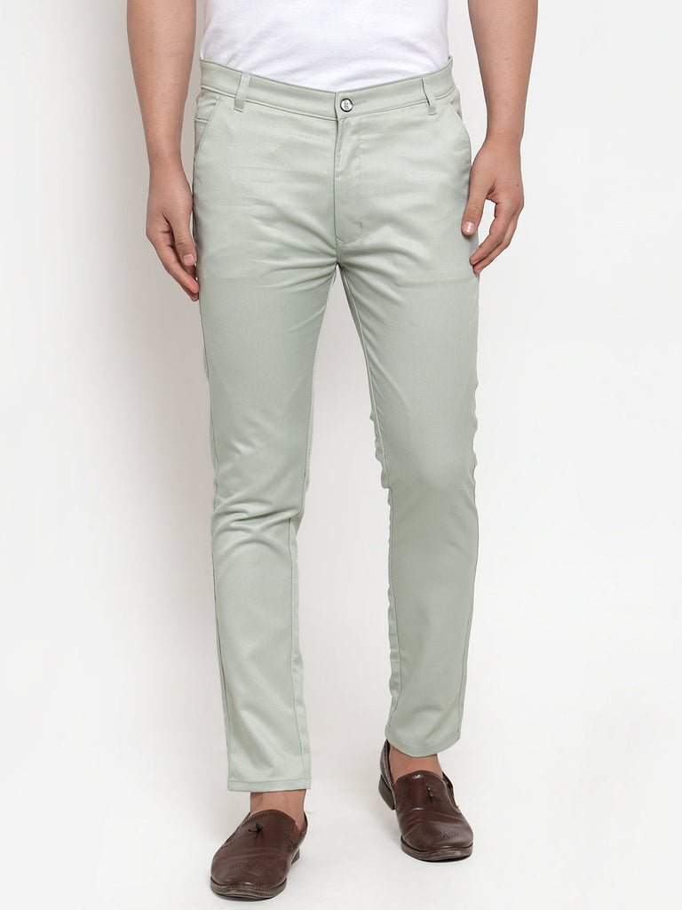 Men's Green Solid Formal Trousers ( FGP 253Pista )