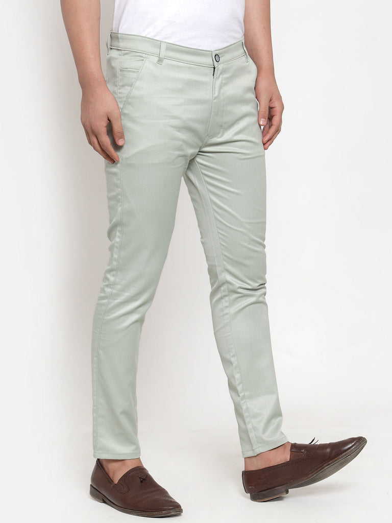 Men's Green Solid Formal Trousers ( FGP 253Pista )
