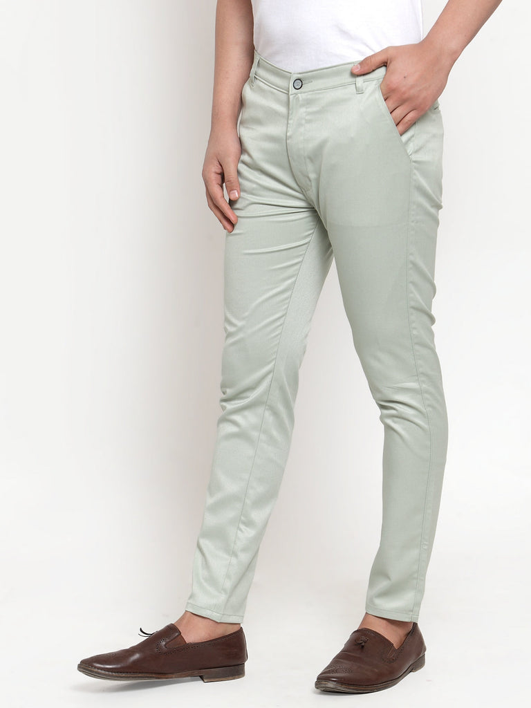 Men's Green Solid Formal Trousers ( FGP 253Pista )
