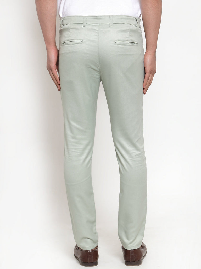 Men's Green Solid Formal Trousers ( FGP 253Pista )