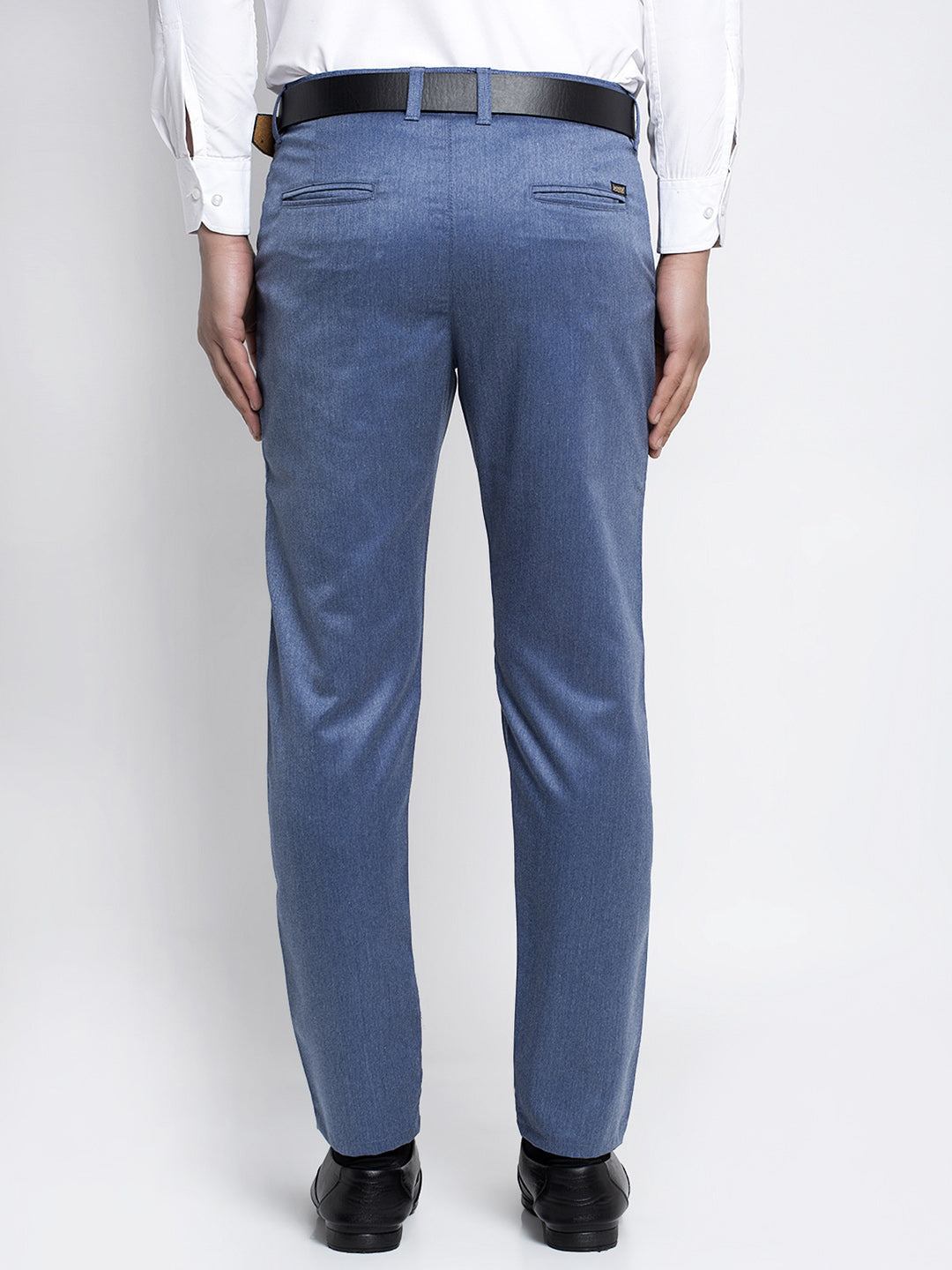 Men's Blue Cotton Solid Formal Trousers ( FGP 265Indigo ) - Jainish