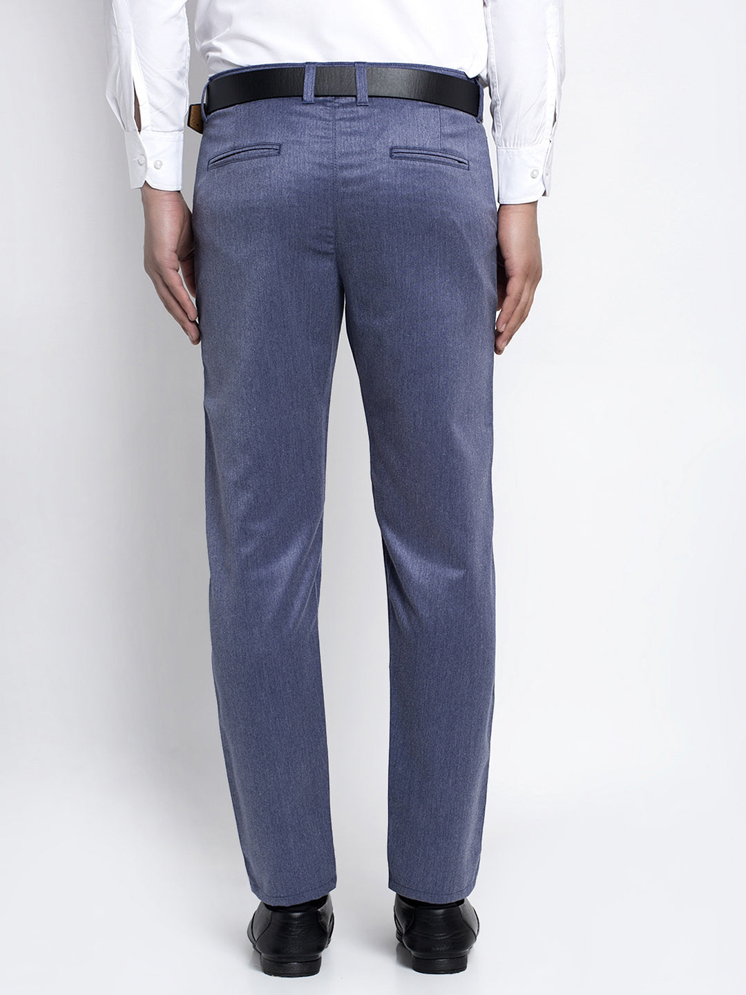 Men's Blue Cotton Solid Formal Trousers ( FGP 265Navy ) - Jainish