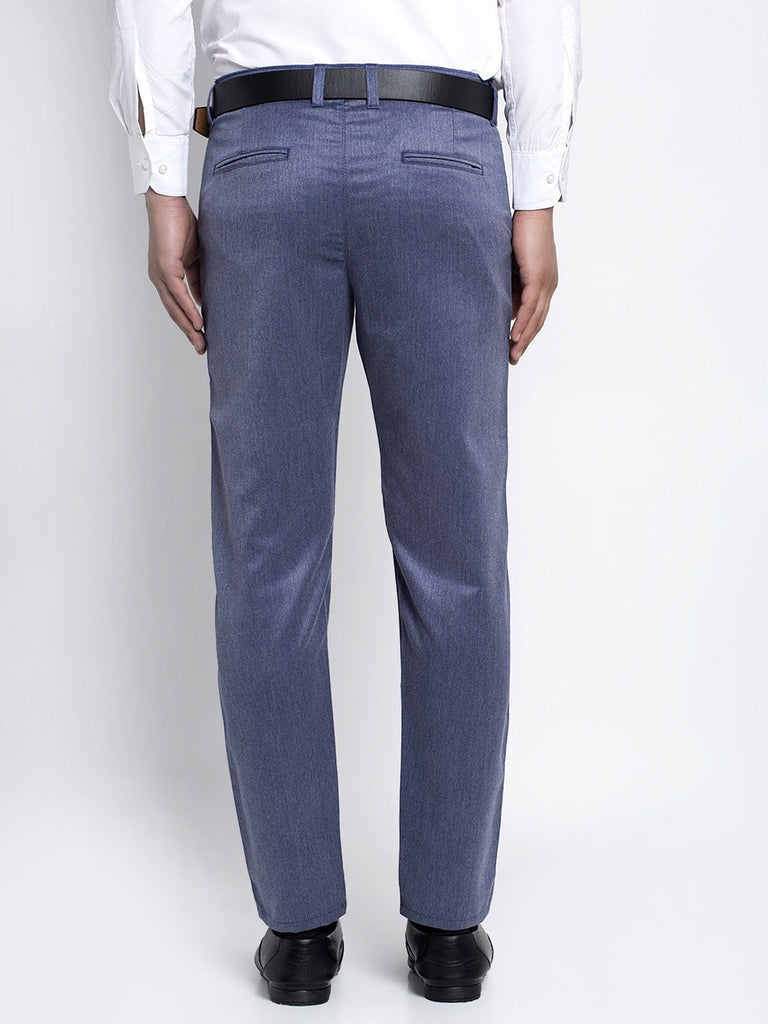 Men's Blue Cotton Solid Formal Trousers ( FGP 265Navy )