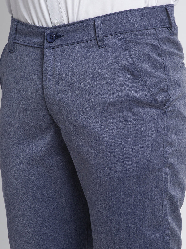Men's Blue Cotton Solid Formal Trousers ( FGP 265Navy )