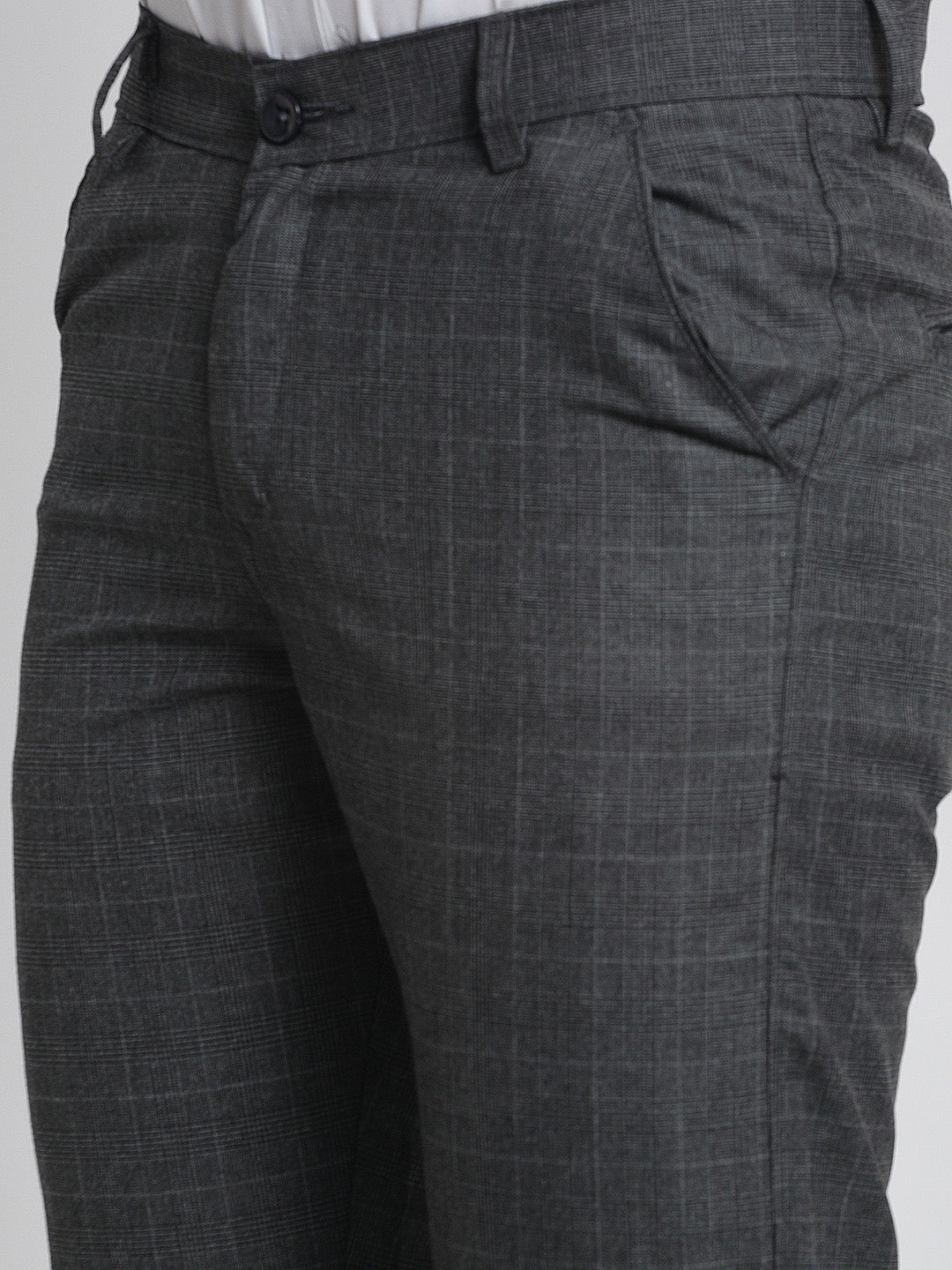 Men's Charcoal Checked Formal Trousers ( FGP 266Charcoal ) - Jainish