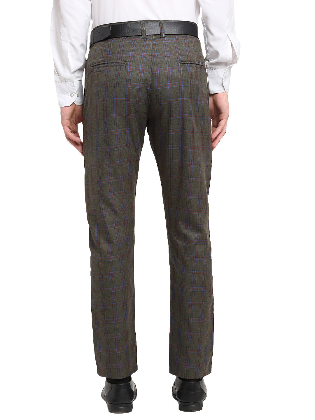 Men's Black Cotton Checked Formal Trousers ( FGP 267Charcoal ) - Jainish