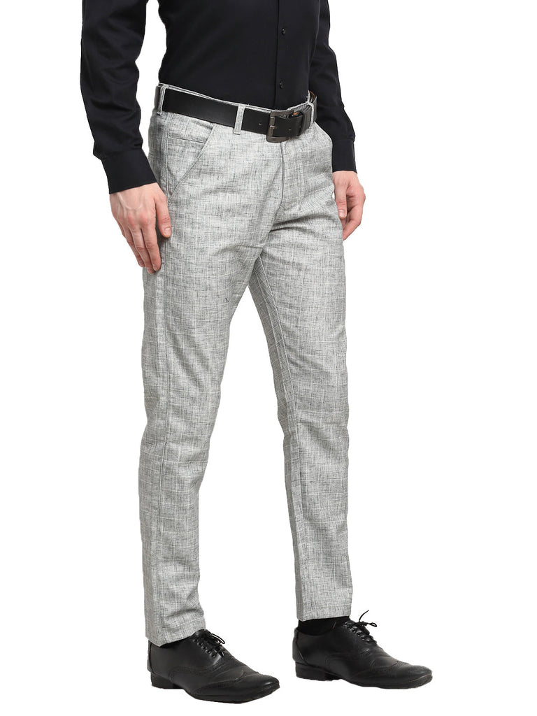 Men's Grey Cotton Solid Formal Trousers ( FGP 268Grey )