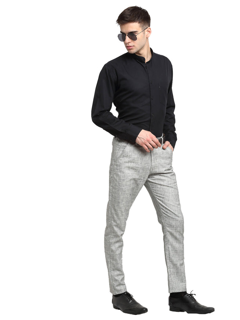 Men's Grey Cotton Solid Formal Trousers ( FGP 268Grey )