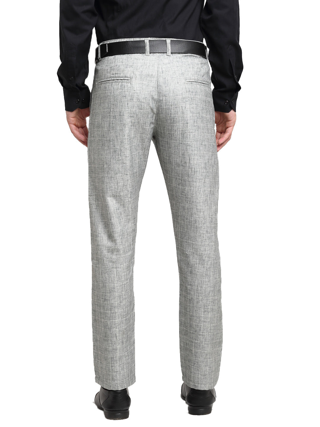 Men's Grey Cotton Solid Formal Trousers ( FGP 268Grey ) - Jainish