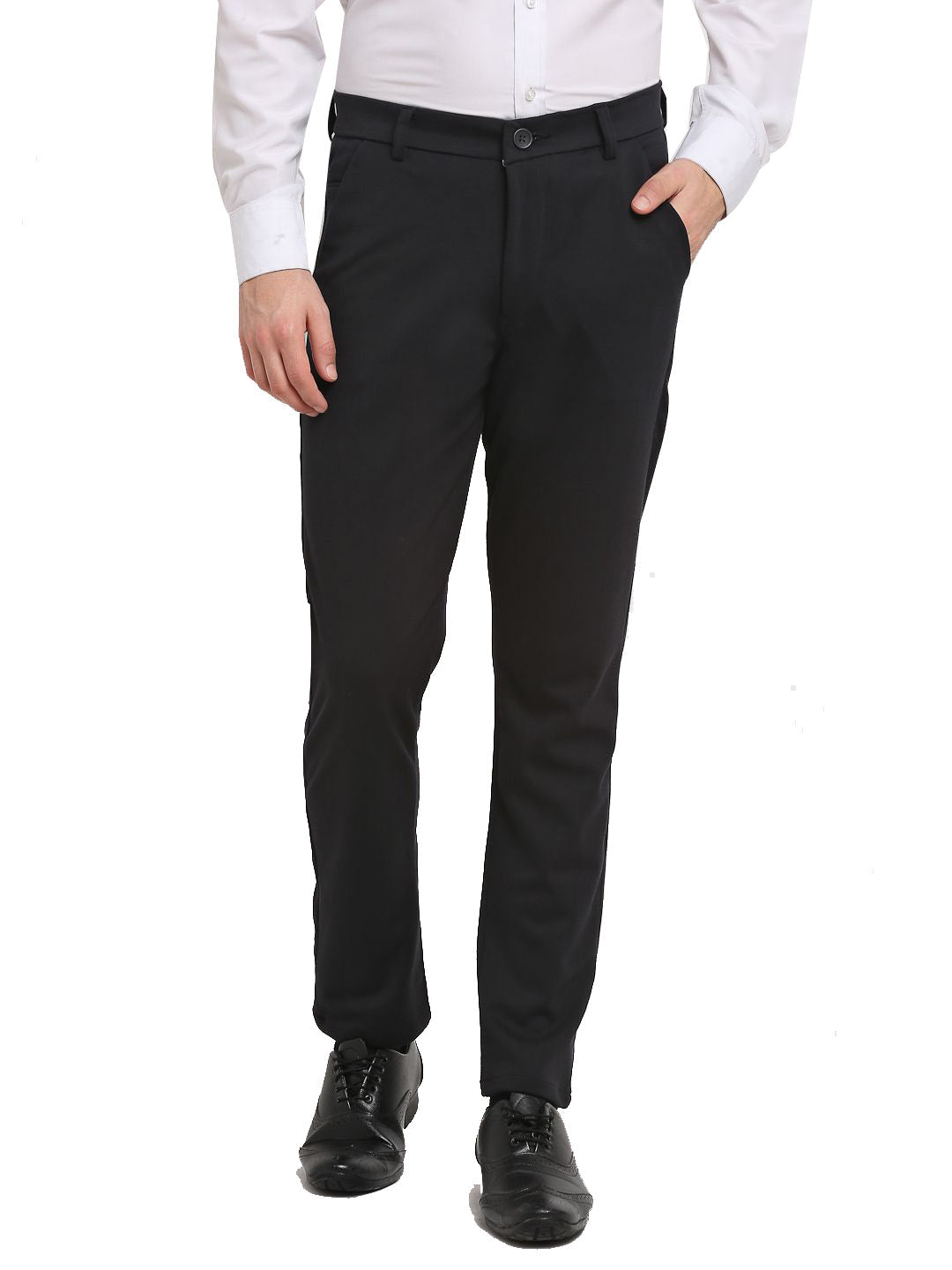 Men's Black 4-Way Lycra Tapered Fit Trousers ( FGP 269Black ) - Jainish
