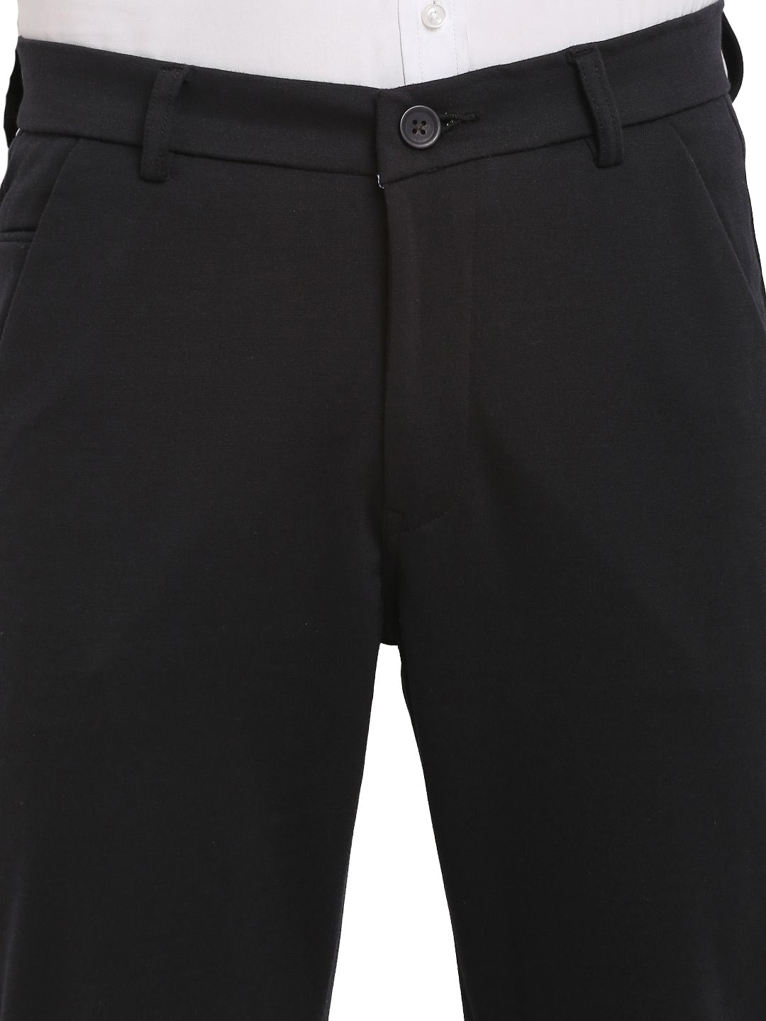 Men's Black 4-Way Lycra Tapered Fit Trousers ( FGP 269Black ) - Jainish