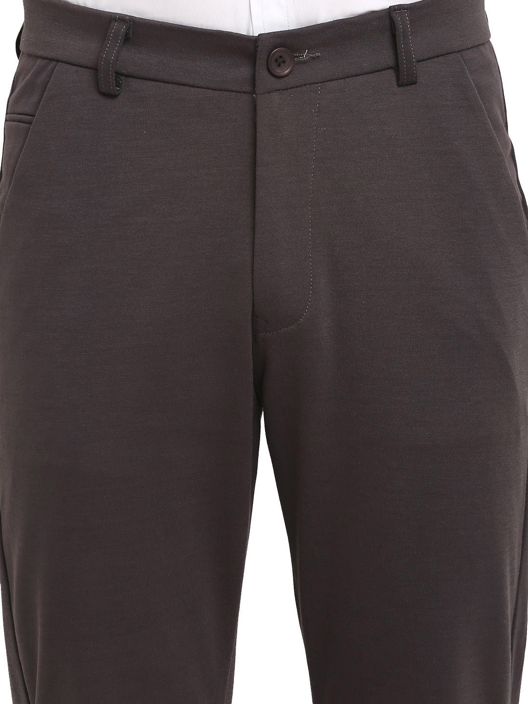 Men's Brown 4-Way Lycra Tapered Fit Trousers ( FGP 269Brown ) - Jainish