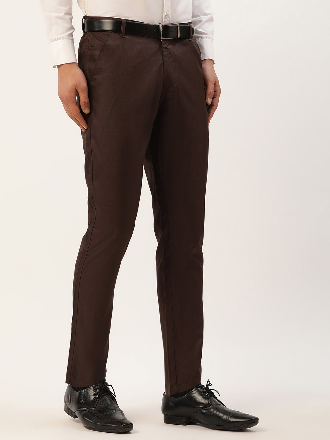 Men's Coffee Checked Formal Trousers ( FGP 270 Coffee ) - Jainish