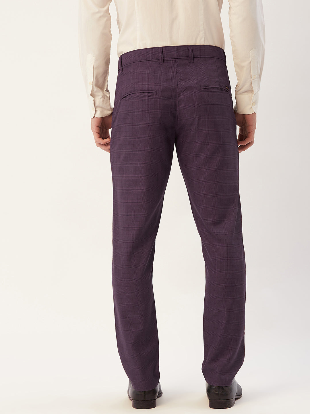 Men's Maroon Checked Formal Trousers ( FGP 270 Maroon ) - Jainish
