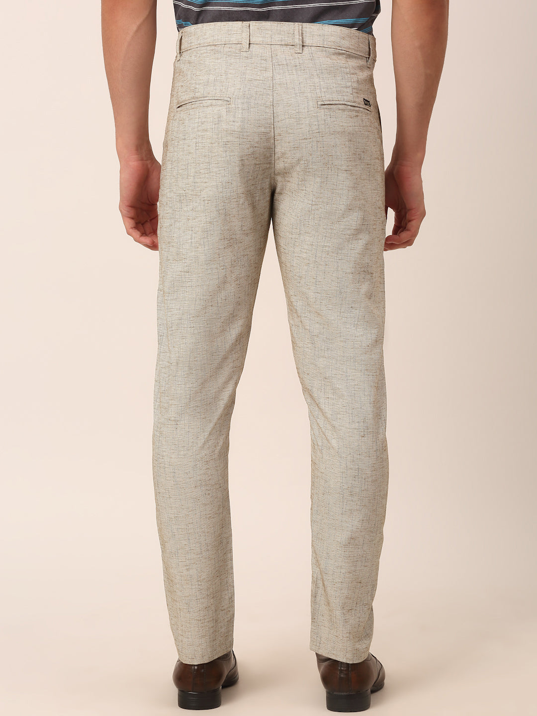 Men's Beige Linan Cotton Formal Trousers ( FGP 273 Beige ) - Jainish