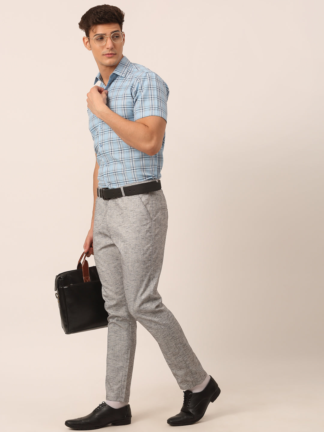 Men's Grey Linan Cotton Formal Trousers ( FGP 273 Grey ) - Jainish