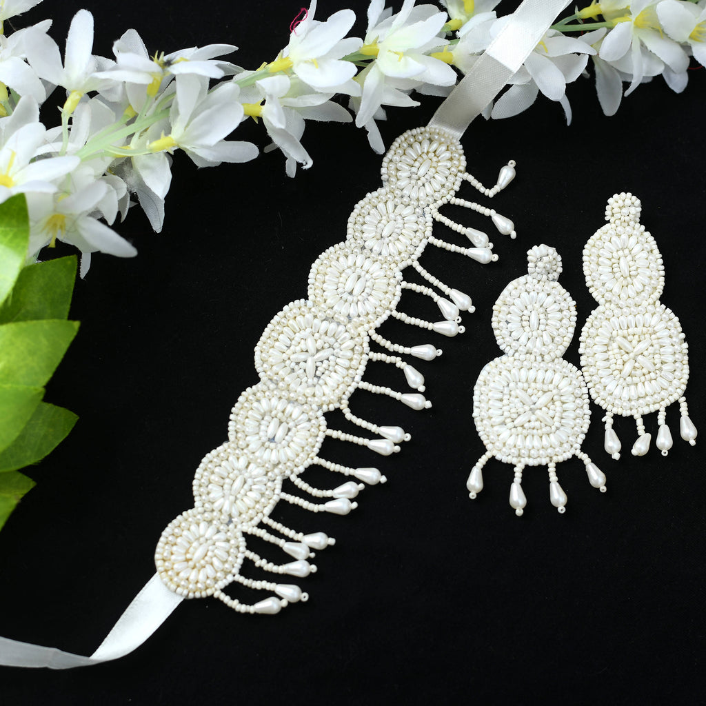 Johar Kamal Handicraft Pearls Necklace with Ear