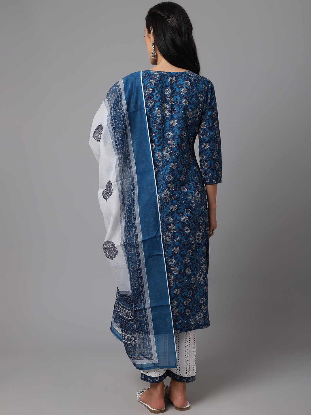 Women's Blue  Color  Printed Kurta and Pant Set with Dupatta