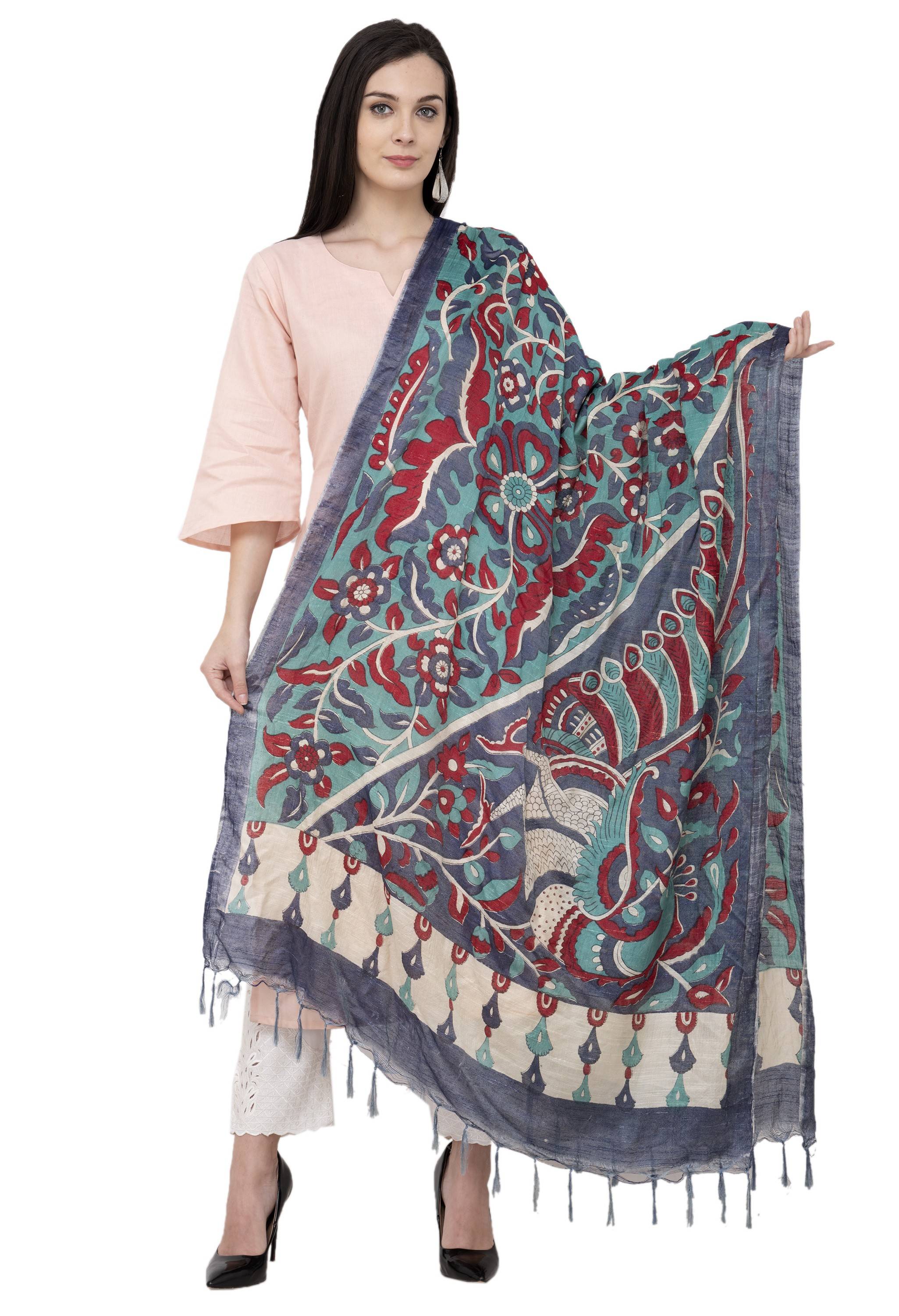 A R Silk Modal Kalamkari Print Fancy Dupatta Color Multi Print Dupatta or Chunni
