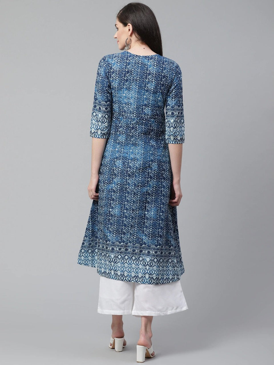 Women's Blue Cotton Printed Party Wear/Casual Wear Only Kurti - Vamika