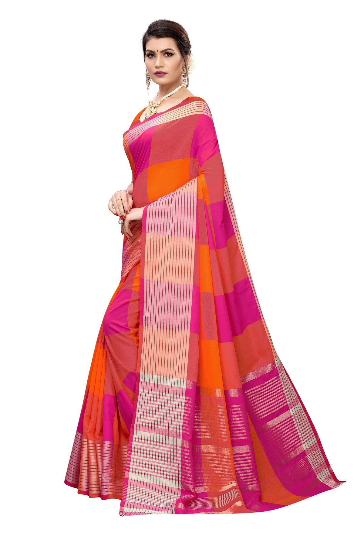 Women's Vamika Magenta Cotton Silk Weaving Saree - Vamika