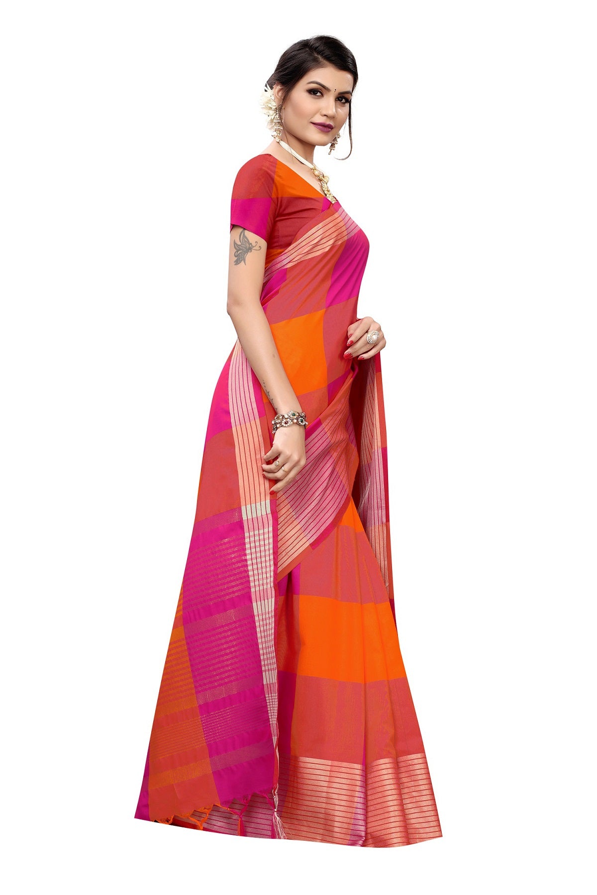 Women's Vamika Magenta Cotton Silk Weaving Saree - Vamika