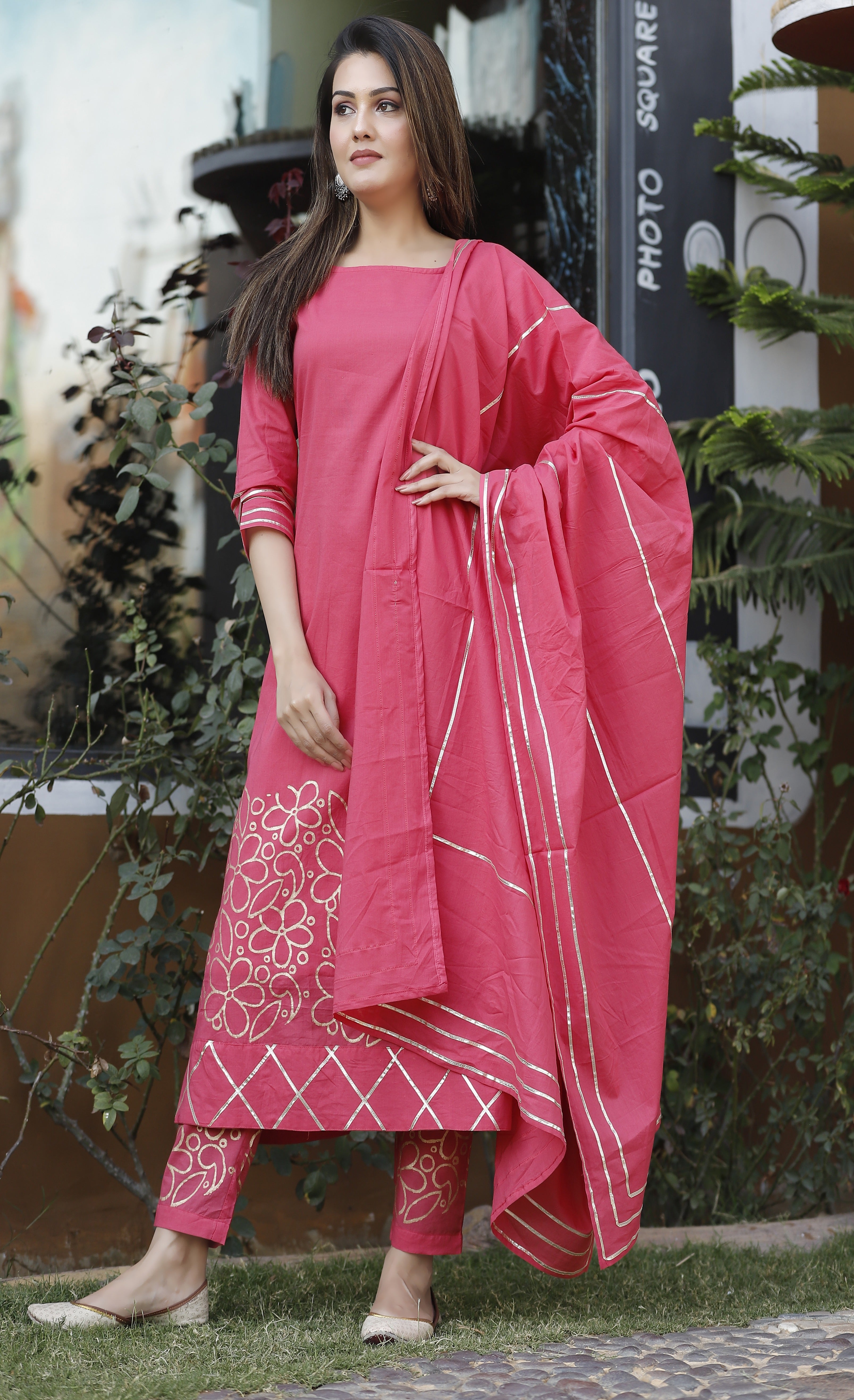 Women's Ghajari Printed Kurta Pant Set - Geeta Fashion
