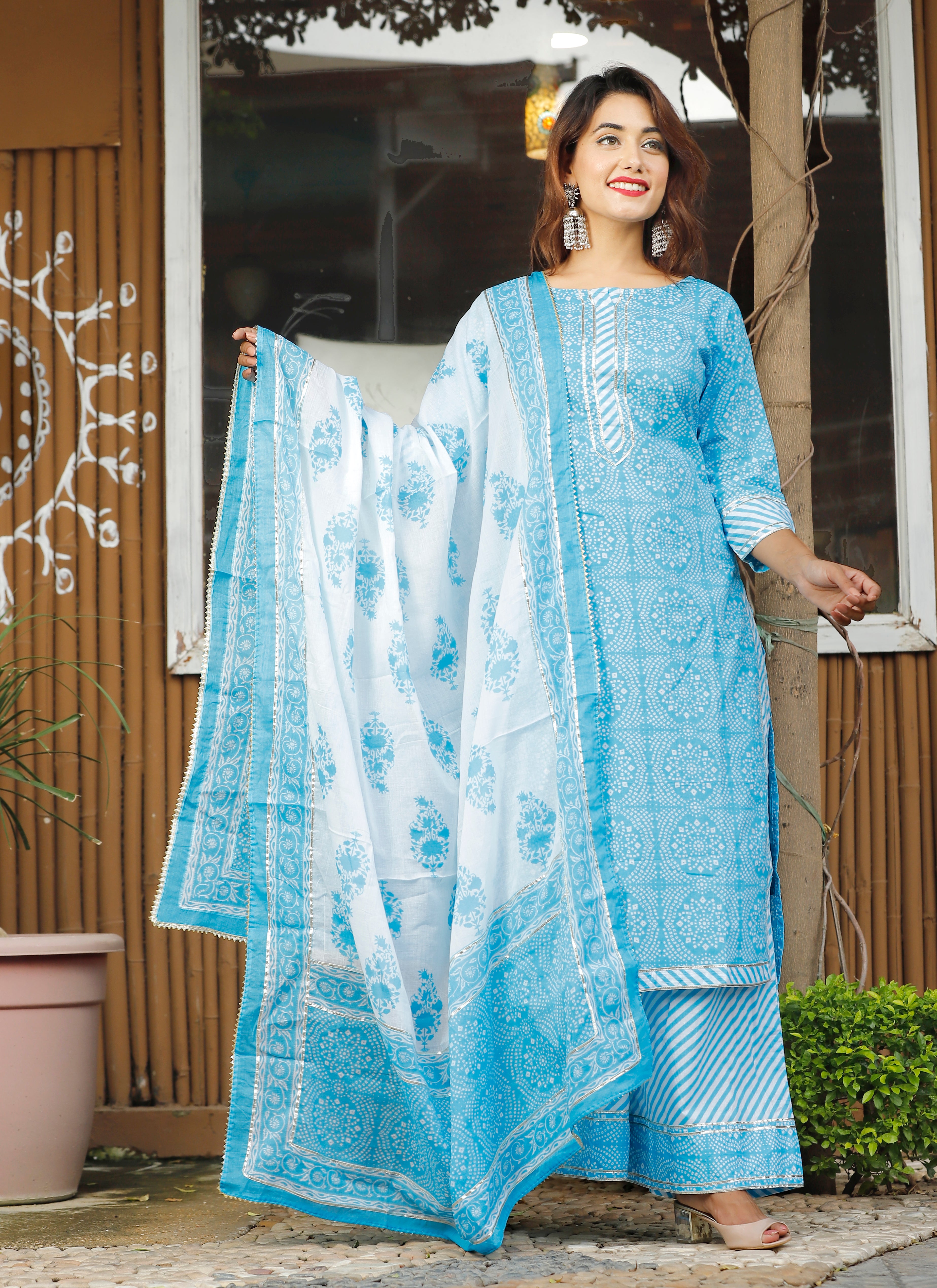 Details more than 84 sky blue kurti with palazzo best  thtantai2